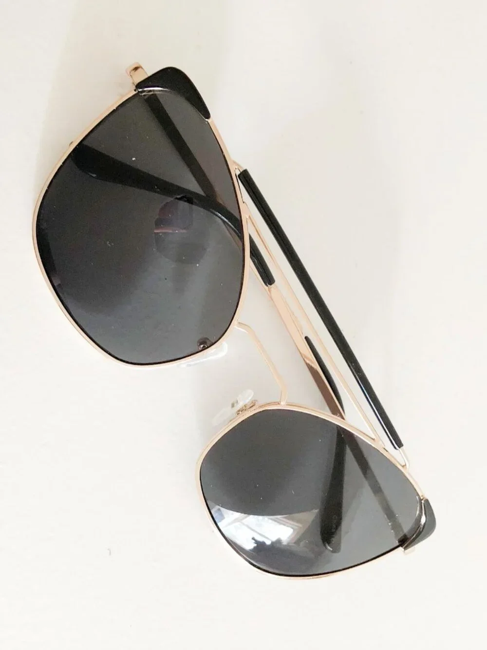 Gold Metal Frame Brow Bar Cat Eye Sunglasses
